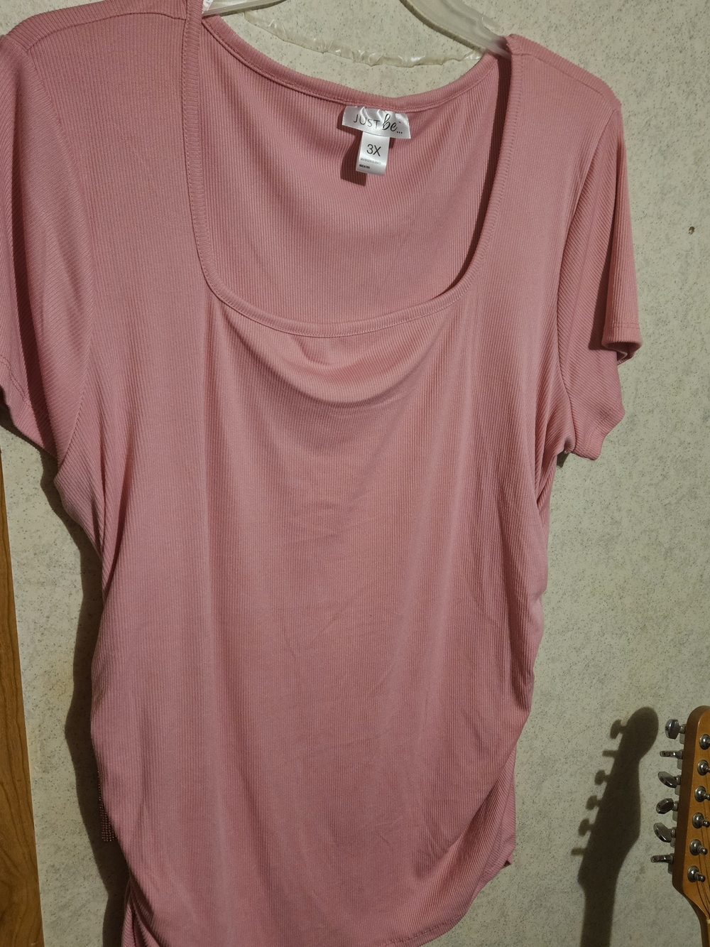 Pink Scoop Neck Short Sleeve Top - Plus Size